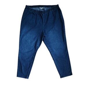 Woman Within Crop Jeans‎ Womens Plus Size 22W Solid Blue Denim Pull On Comfort
